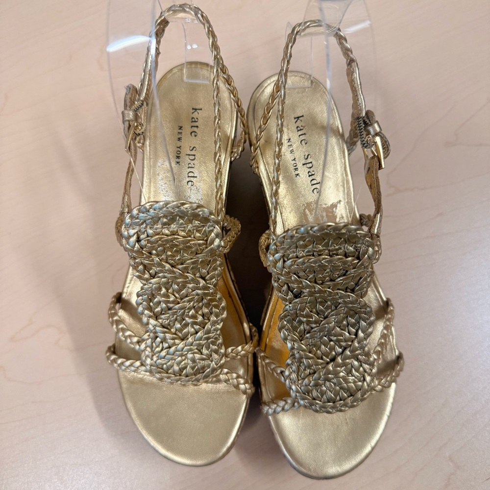 kate spade Metallic Gold Braided Platform Sandals